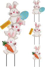 Easter Decorations Outdoor, 37 Inch 3 Stacked Cute Bunny Decorative Garden Stake