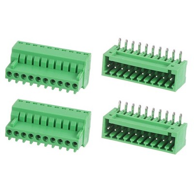 2 Set 10 Pin 2.54mm Pitch PCB Mount Screw Terminal Block Connector Plug