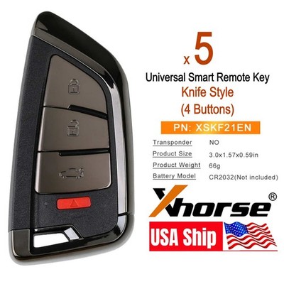 5x Xhorse Universal Smart Remote Key Memoeial Style 4 Buttons XSKF21EN for VVDI