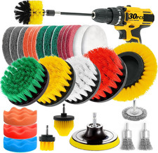 30 Piece Drill Brush Attachments Set, Scrub Pads  Sponge  Wire Brush for Dr...