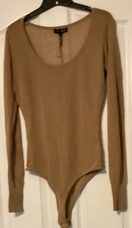 JLUX LABEL Bodysuit size-L Brown Longsleeves 89% Viscose 11%Nylon