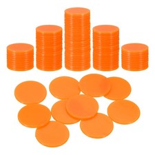 120Pcs 1 Inch Poker Chips, Bingo Chips Learning Counters, Orange, Flat