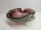 Vintage Murano Purple Bullicante Art Glass Leaf Shape Bowl by Archimede Seguso