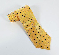 Jos A Bank Tie Silk Yellow Blue Polka Dot 58" Executive Collection Hand Sewn