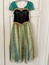 Authentic Anna Coronation Costume Dress Green Gown Frozen Disney Store Size 7/8