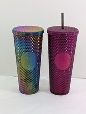 2 Starbucks 24oz Iridescent Oil Slick Studded Tumbler Magenta Studded Cold Cup