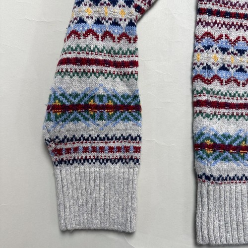 Abercrombie & Fitch Sweater Mens Small Gray Fair Isle Crewneck Merino Wool - Picture 7 of 16