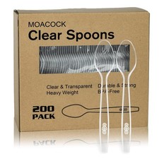200 Count Clear Plastic Spoons, Heavy Weight Disposable Spoons Cutlery Plasti...