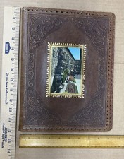 VTG Rare Leather Hand Tooled Notebook Cover Michelangelo Statue Florence Italy
