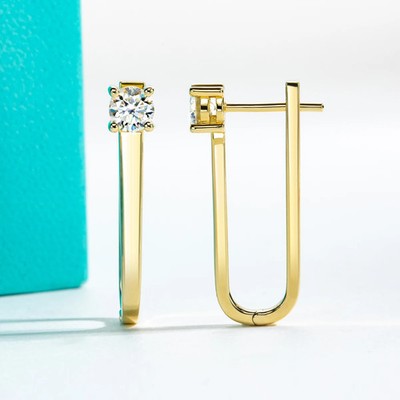Ohrringe 1,0 kt Rundschliff Laborgefertigt Diamant Testpass VVS1/D/Ausgezeichnet 14 K Gold
