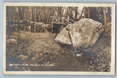 c1910's Rustic Bridge Middlesex Fells Massachusetts MA RPPC Photo Postcard