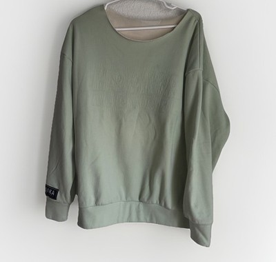 Organic Cotton Hoaka Apparel Green Wode Neck Pullover Sweatshirt Cozy Sz Large