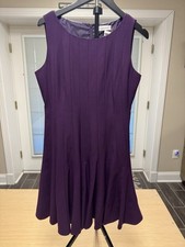 Calvin Klein Purple Sleeveless Fit & Flare Dress Size 12 Petite Lined-351
