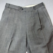 Chaps Ralph Lauren Dress Pants Men 34x27.5 Gray Excellent Pleated Cuffed Hem