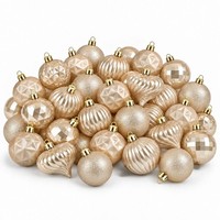 Mica Decorations Weihnachtskugeln Set Creme 40 StüCk - Unzerbrechliche Christbau