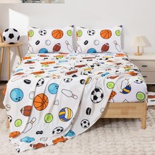 Kids Sheets Full Size, 4 Piece Fun Colorful Boys Sheet Set, Soft Microfiber B...