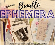 Vintage Ephemera Bundle 1lb Junk Journal Paper Lot Photos Stamps Book Pages Art