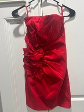 Vintage Cach  Red Rosette Cocktail Dress - Y2K 2000's Sz 6