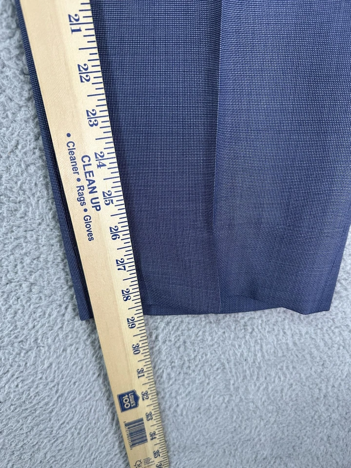 Canali Dress Pants Mens 34 Blue Wool Flat Front Tailored Trousers Micro Check - Image 4 of 4