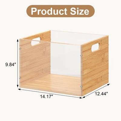 Clear Acrylic File Box Organizer, Bamboo Hanging Folder Storage