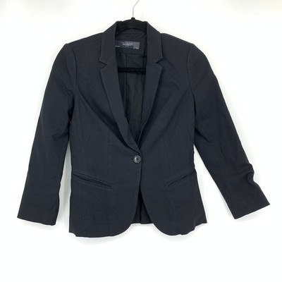 The Limited Ideal Stretch Blazer Jacket Womens Size XS Black Cropped Sleeve