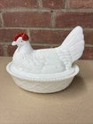 Vintage Westmoreland Hen On Nest  Milk Glass 8” Covered Dish