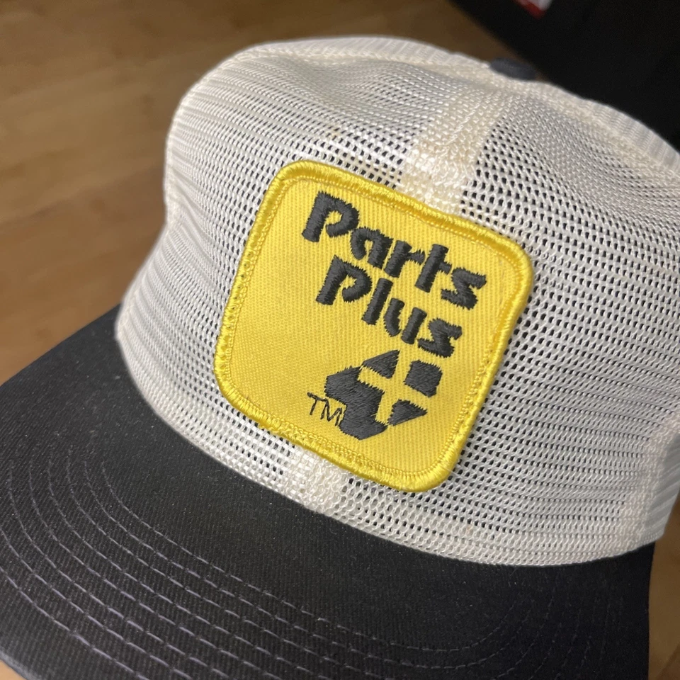 Gorra gorra de colección K-Brand Parts Plus años 80 EE. UU. malla completa blanca negra camionero Snapback Foto 4 de 4