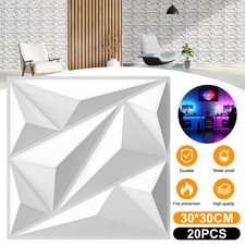 Wall Decor PVC 3D Wall Panels 20Pcs DIY Diamond Creative for Interior Wall Decor