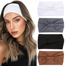 4 Packs Women Wide Hair Bands Black Fashion Bandanas Boho Style Thick Hair Bands