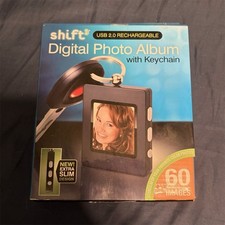 shift3 USB 2.0 Rechargeable Digital Photo Album Keychain LCD 1.5" Black 8MB