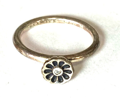 Sterling Silver Soren Peter Jensen Danish Daisy Flower CZ Ring 6mm Size 5