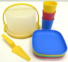 Tupperware Tuppertoy Yellow Handle Mini Cake Carrier Taker Saver Server  Dishes
