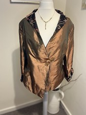 Vintage Taffeta Blazer / Evening Jacket Bronze With Paisley Lining Ex Cond