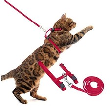 Adjustable Cat Harness and Leash Set Escape Proof Kitten Strap Small Red