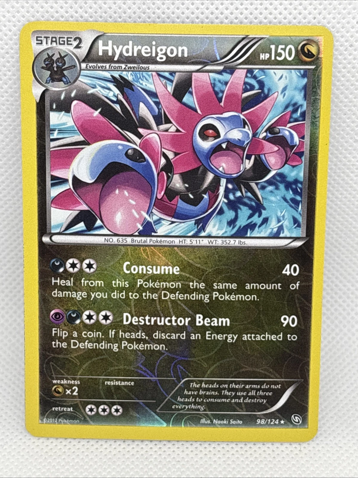 Pokémon HYDREIGON Card 98/124 Reverse Holo Rare B&W Dragons Exalted NM
