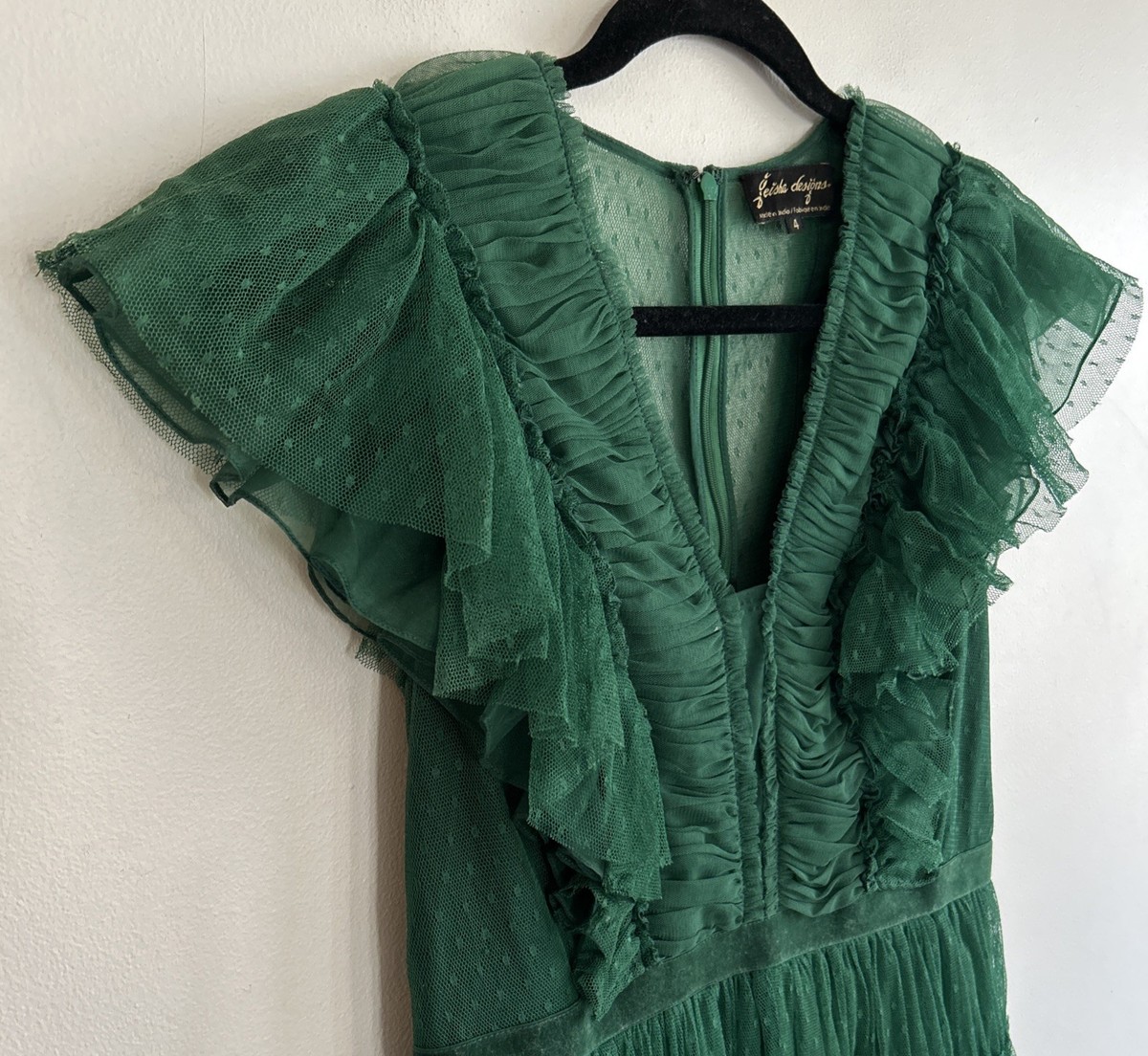 Anthropologie Geisha Designs Tiered Tulle Dress Green Women's Size 4 | eBay
