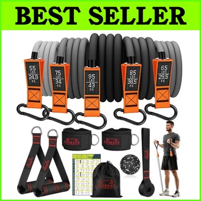 Versatile 175lb Resistance Band Set with Handles for Workout & Physical Therapy