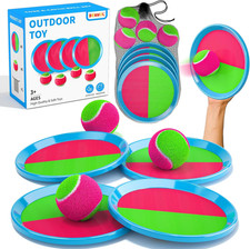 Toss and Catch Ball Game for Kids, 4 Paddles, 4 Balls Storage Bag, Outdoor