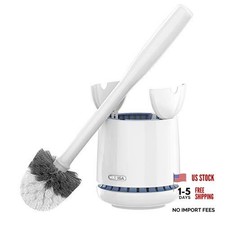 Toilet Bowl Brush and Holder, Premium Quality, with Solid One Size White