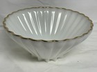1950's Milk Glass Gold Trimmed Rim Fluted Serving Bowl Anchor Hocking Pearl MCM