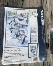 NEW DIMENSIONS 10 X 16 BICYCLE BIRDS COUNTED CROSS STITCH KIT 35234 WINTER SNOW