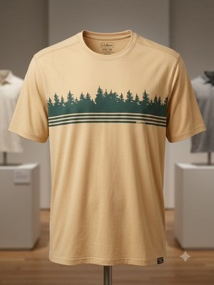 LL Bean Men's Size Xxxl Tall Graphic Tee- Pine Tree Stripe