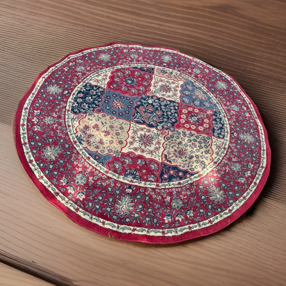 Turkish Round Rug, Red/Multi-Colored Design 5'-3" X 5'-3" Vintage Rug, Anatolian - Image 3 of 4