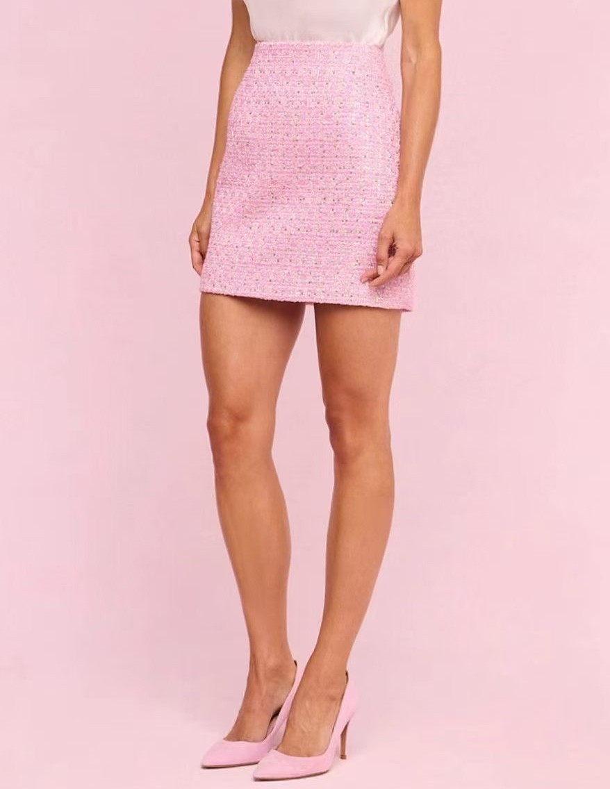 Women L'AGENCE Polyester Blend Sequins Knit Mini Skirt