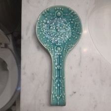Turquoise  Ceramic Oval Spoon Rest With Beautiful Design Pattern