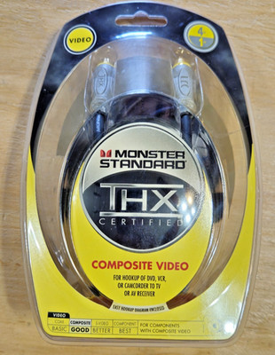 Monster Standard THX Certified Composite Video cable 4ft -24K Gold ContactsNEW