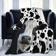 Cow Blanket Fleece Throw Plush Holiday Stuff Themed Gifts Lightweight Soft Cozy