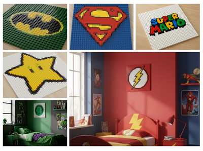Auswahl 32x32 Mosaikbild 1x1 Platten Anleitung DC Marvel Pokemon LEGO Mario NEU