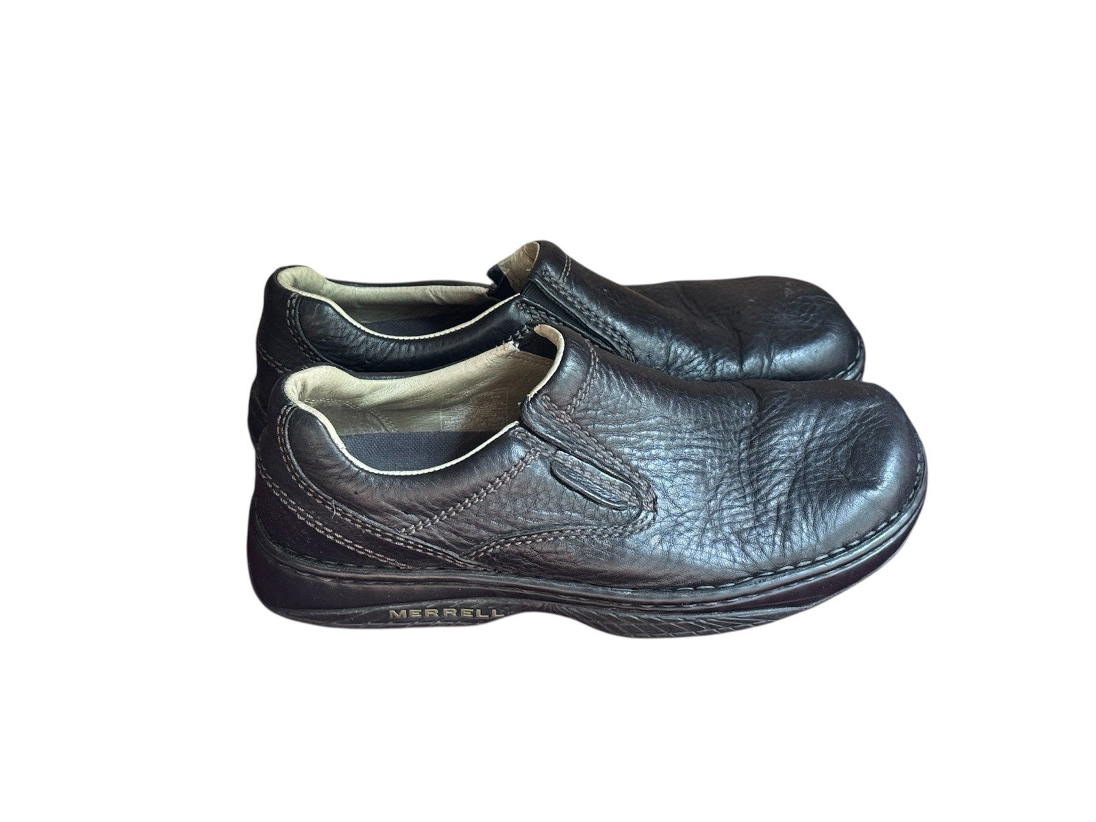 Merrell Mens World Passport Slip-On Shoes Loafers Black Leather Comfort Sz 10