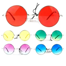 SA106 Retro Groovy Color Gradient Lens Circle Lens Round Hippie 70s Sunglasses